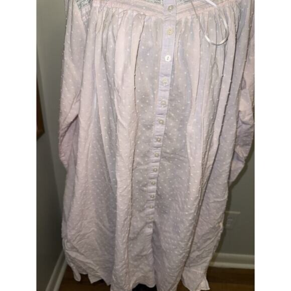 Eileen West vintage Pink Floral Nightgown women Large Modest Floral Long Sleeve - Picture 3 of 5